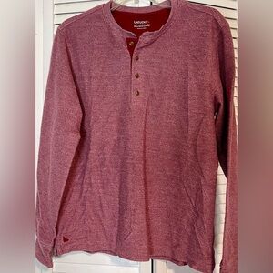 Untuckit Men’s Long Sleeve Medium Henley Shirt - Maroon